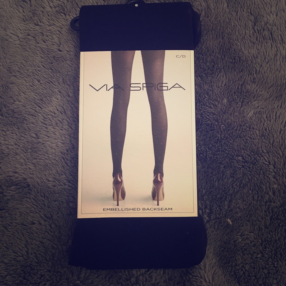 Black Tights with embellished backseam