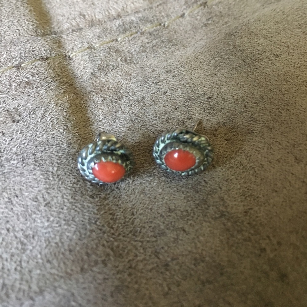 Vintage red coral earrings