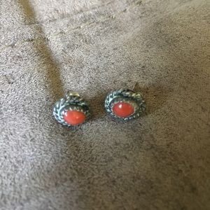 Vintage red coral earrings