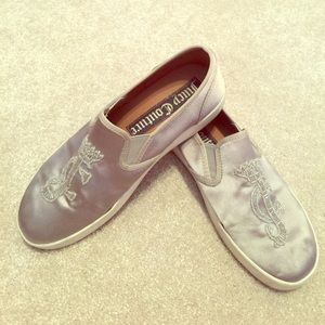 Juicy Couture satin beaded slide-on sneakers