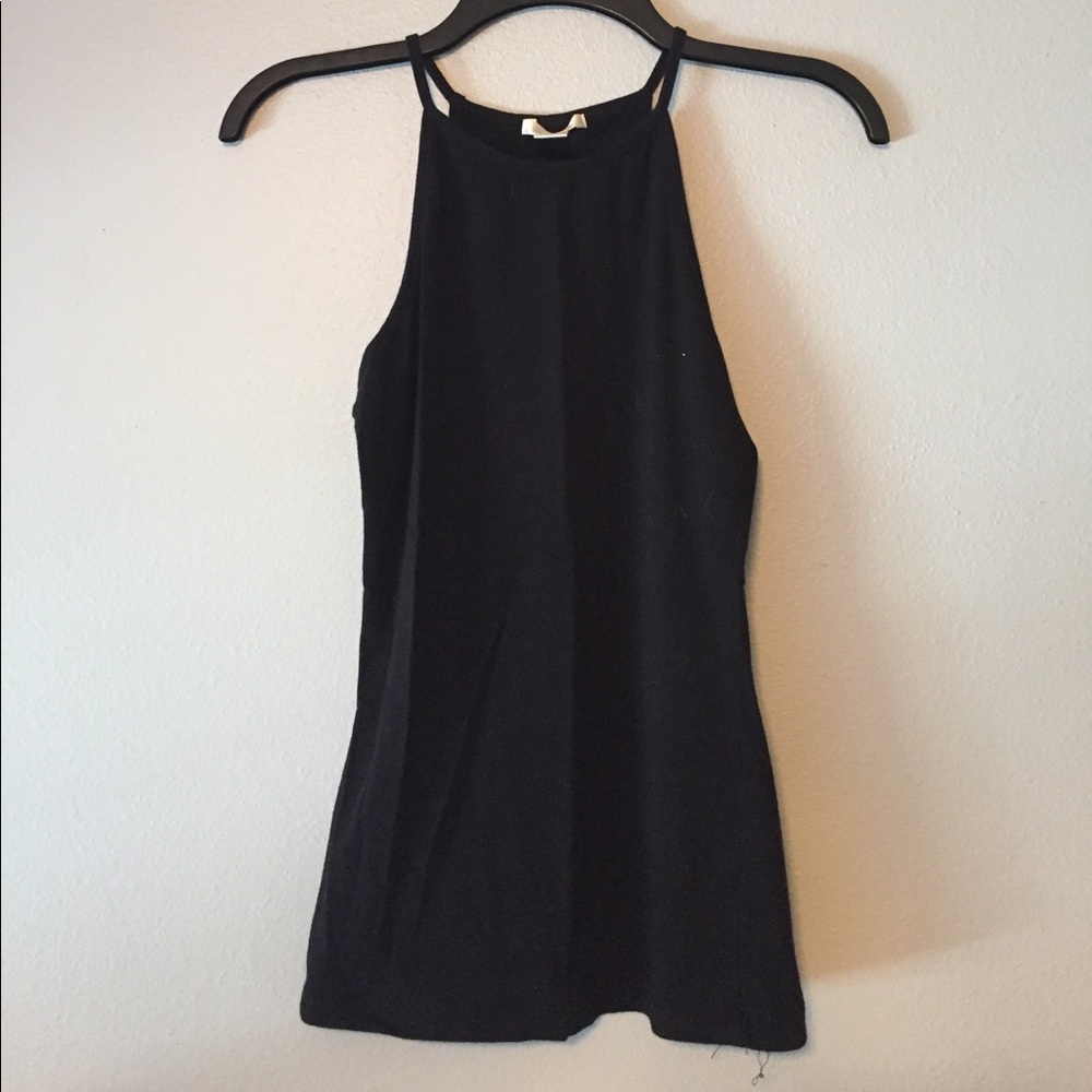 Black high neck fitted tank