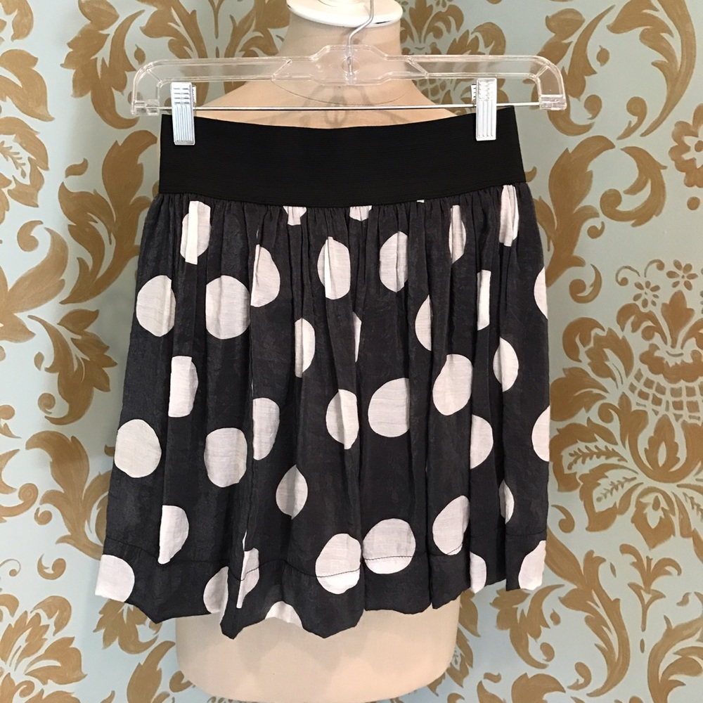 Black & White Polka Dot High-Waisted Skirt