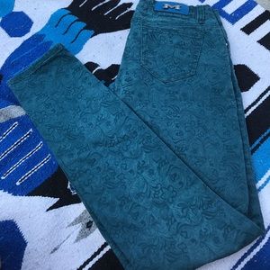Green Paisly Print Skinny Jean