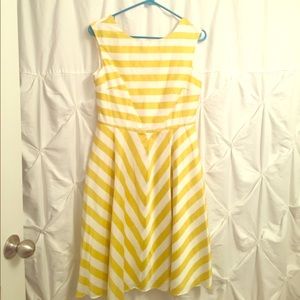 Yellow and white striped dress