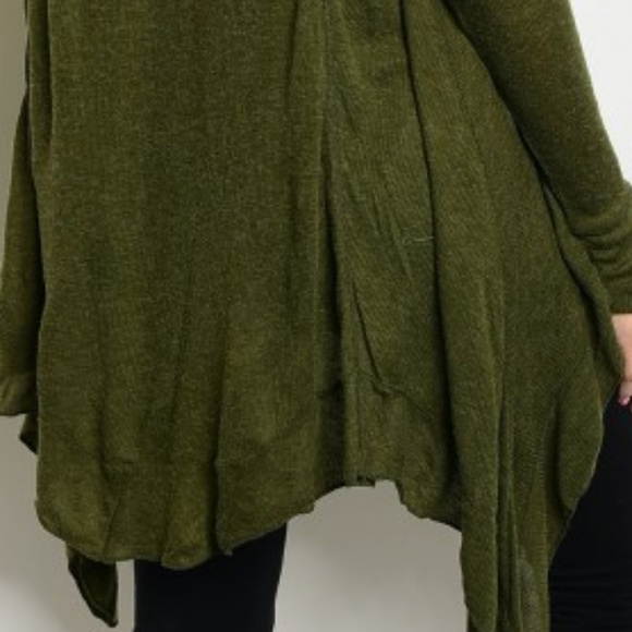 💋LAST 1💋COMFY OLIVE GREEN RIBBED TUNIC TOP - Picture 4 of 4