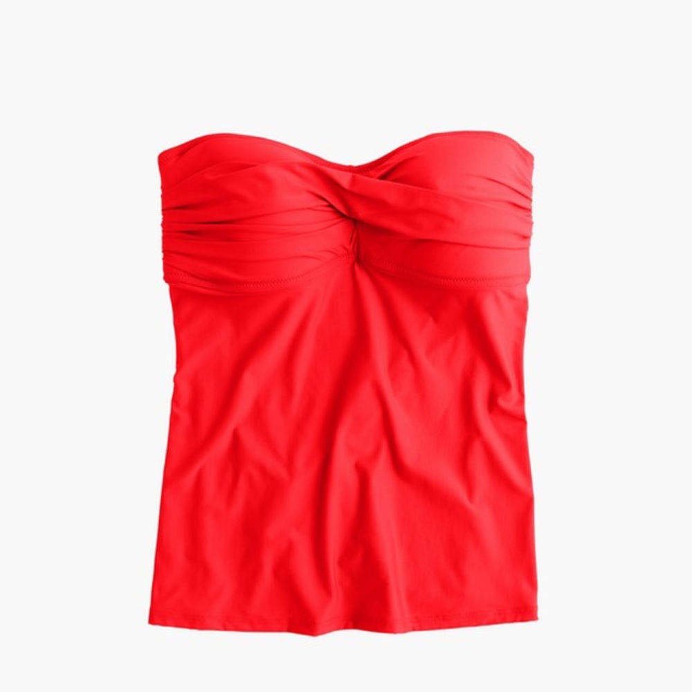 nwt J Crew D-cup  twist-front swing tankini red