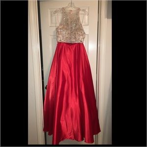 Red Two Piece Dress with a beaded bodice Size S(6)