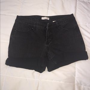 Black denim shorts