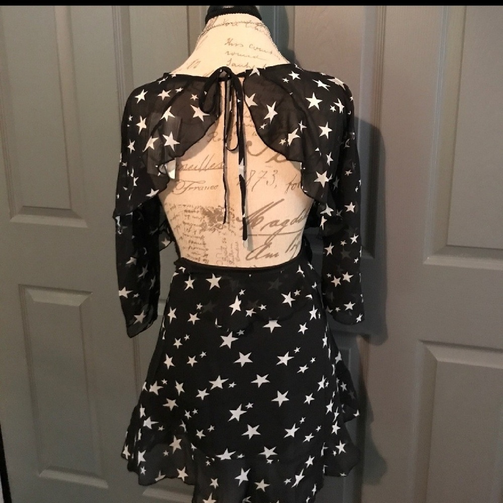 Black and white Star backless dress