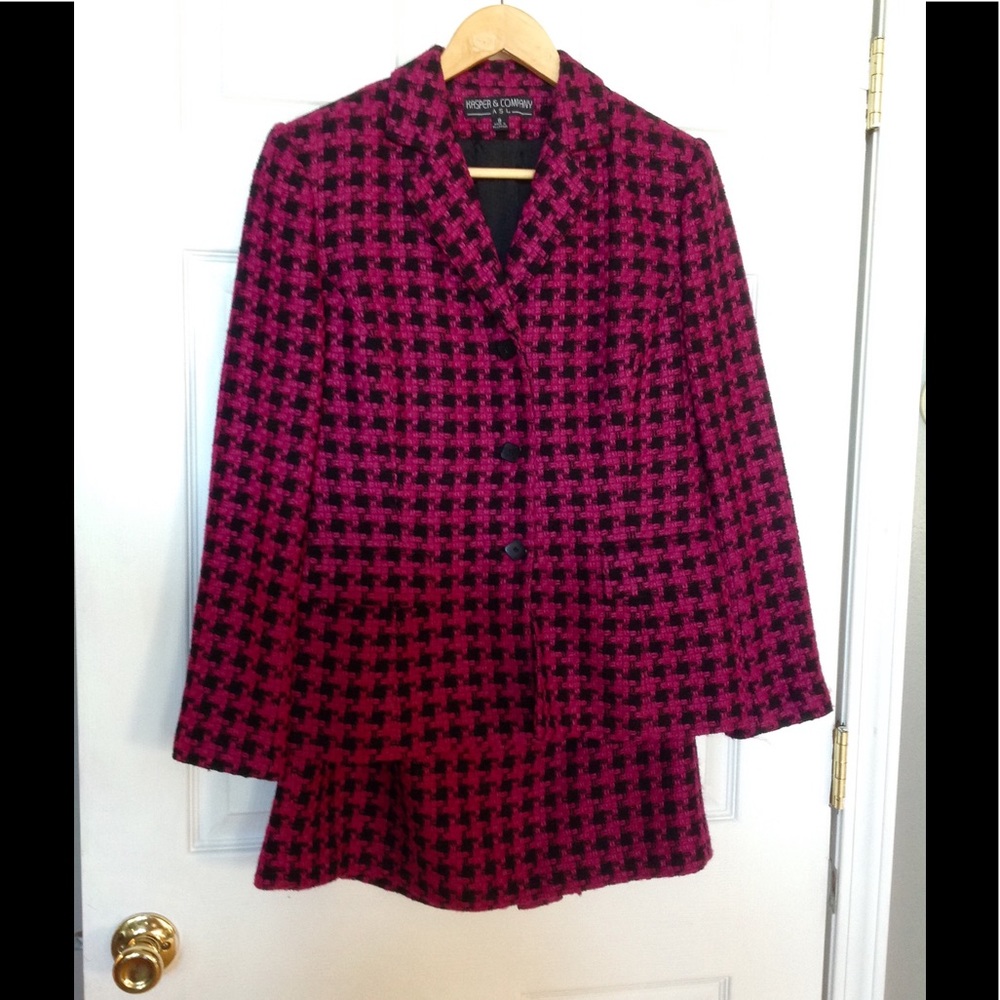 Fuchsia and Black Skirt Suit