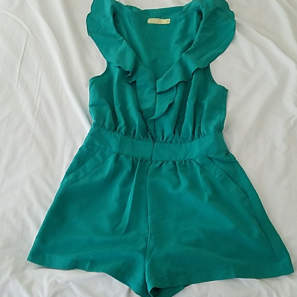 Teal Ruffle Romper