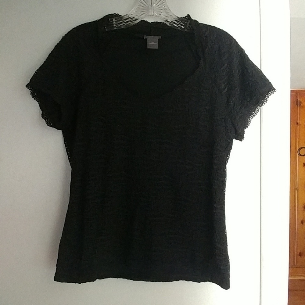 Ann Taylor lacey short sleeve top