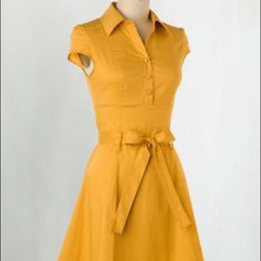 Modcloth soda fountain dress - goldenrod