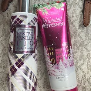 Bath & Body Works Xmas scent lotion/cream Bundle