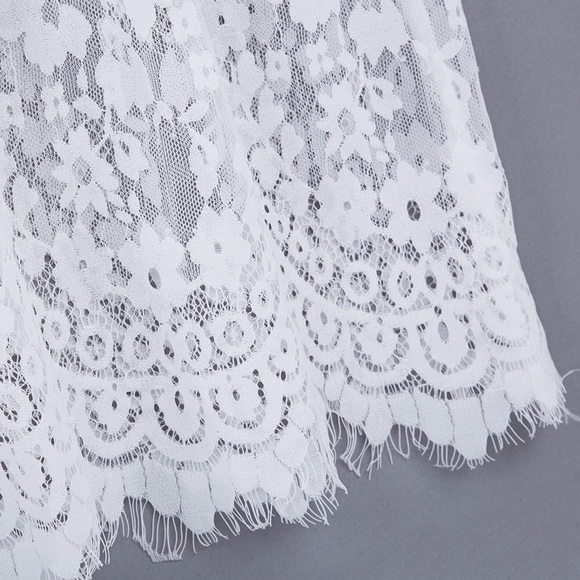 White Lace Floor Length Long Sleeve Gown - Picture 5 of 8