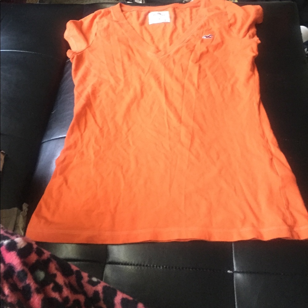 orange hollister v-neck