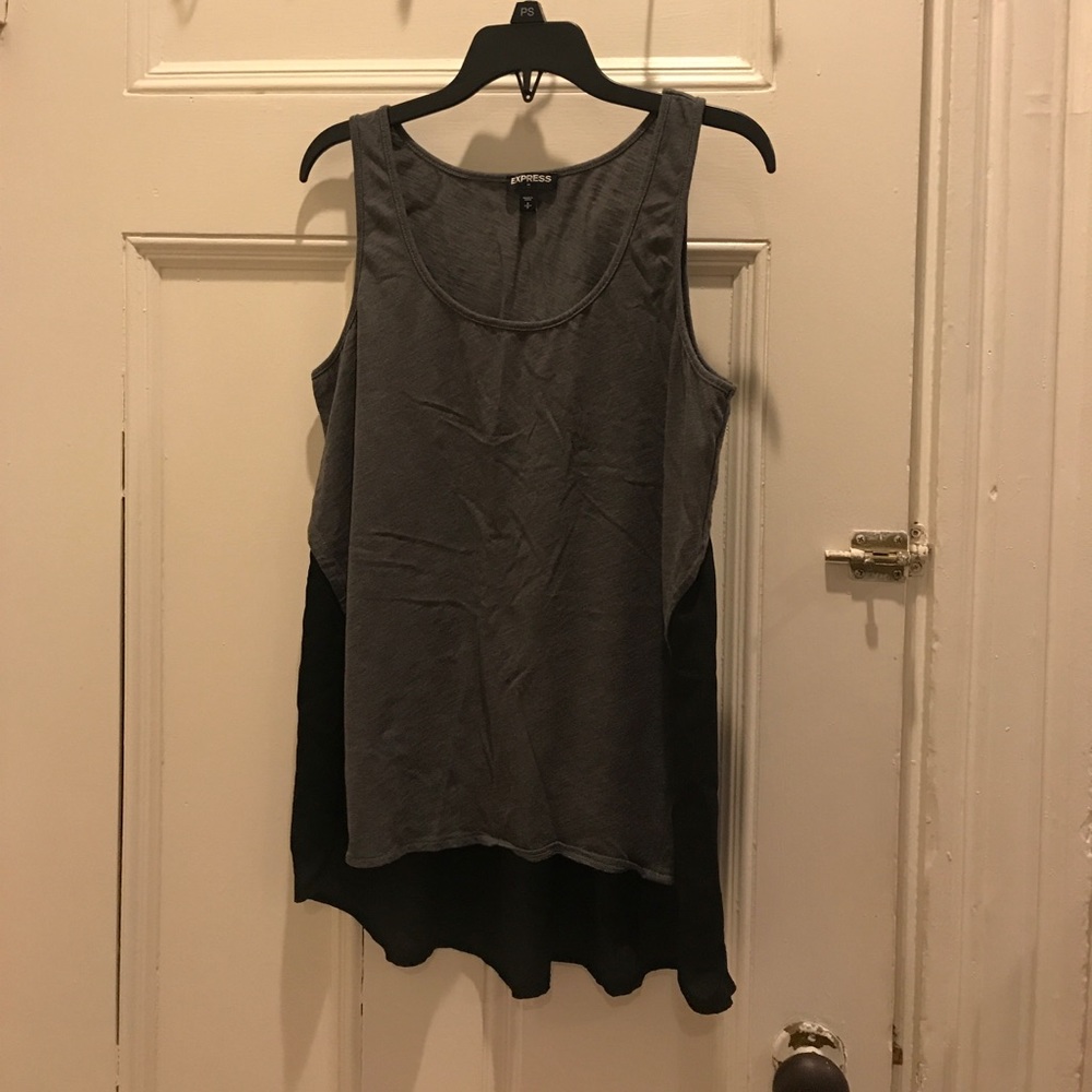 Express Gray Flowy Back Tank - Picture 2 of 2