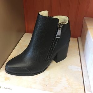 Black real leather booties