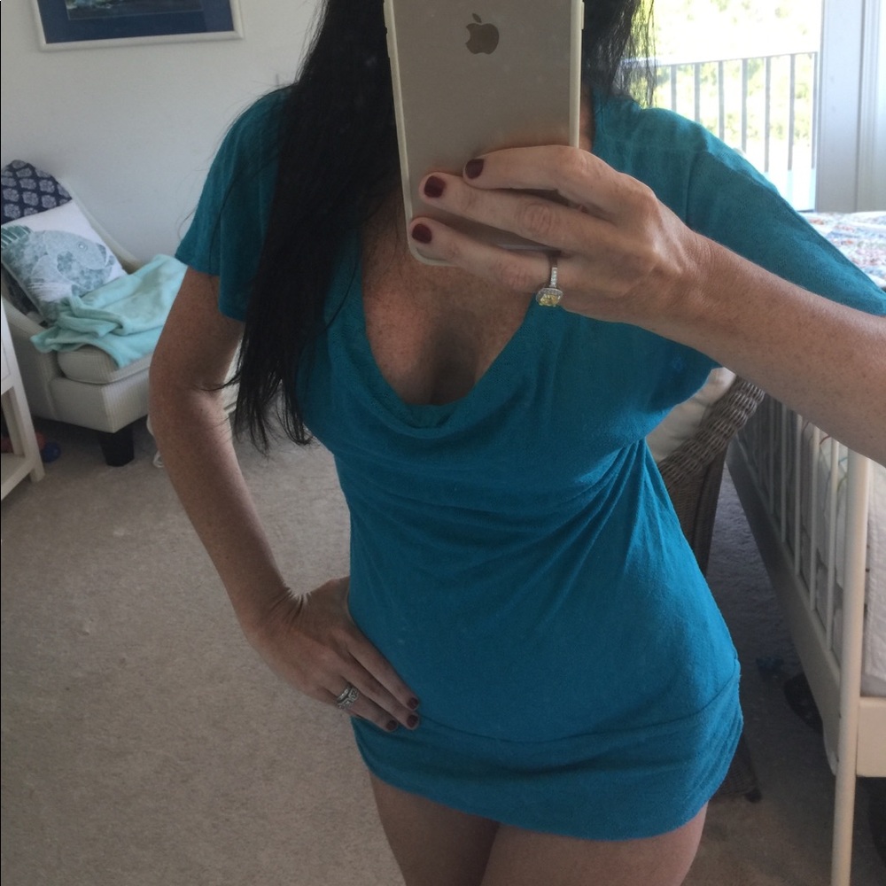 Cowl neck Tunic turquoise medium