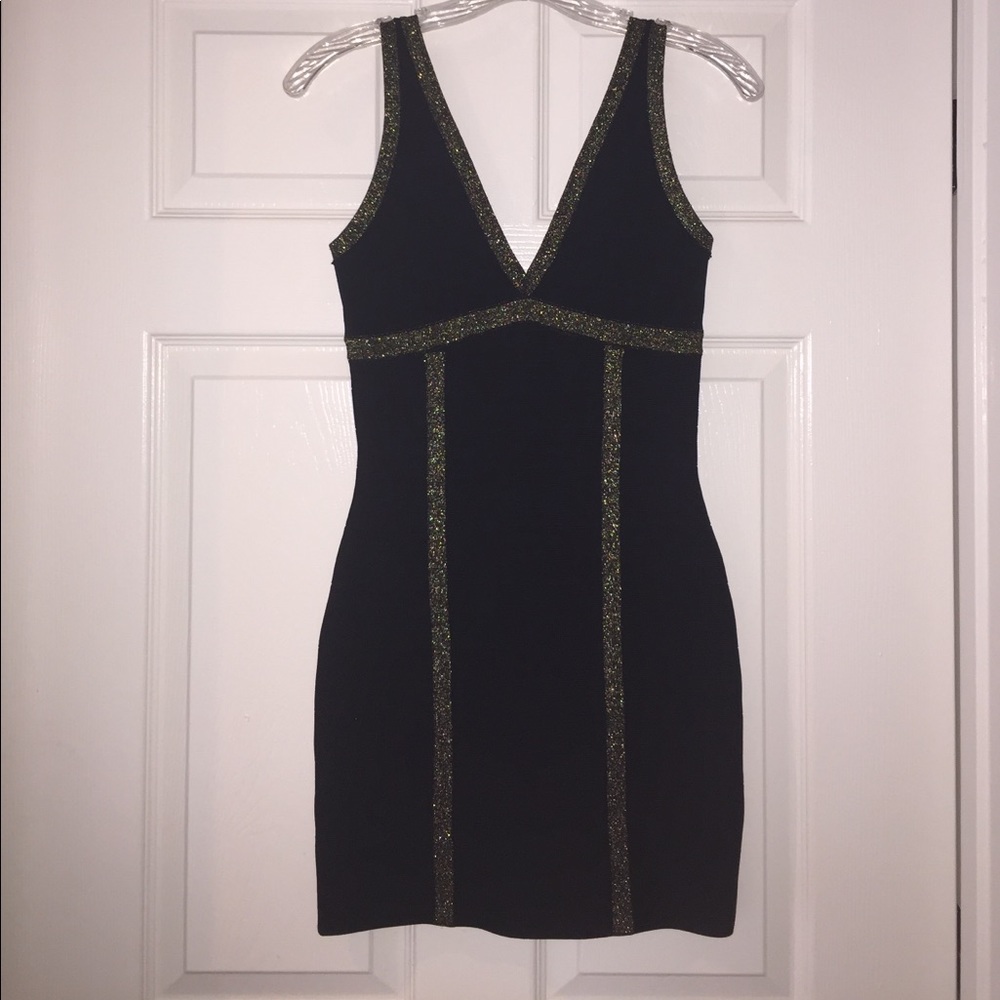 Guess banded, black and gold dress!