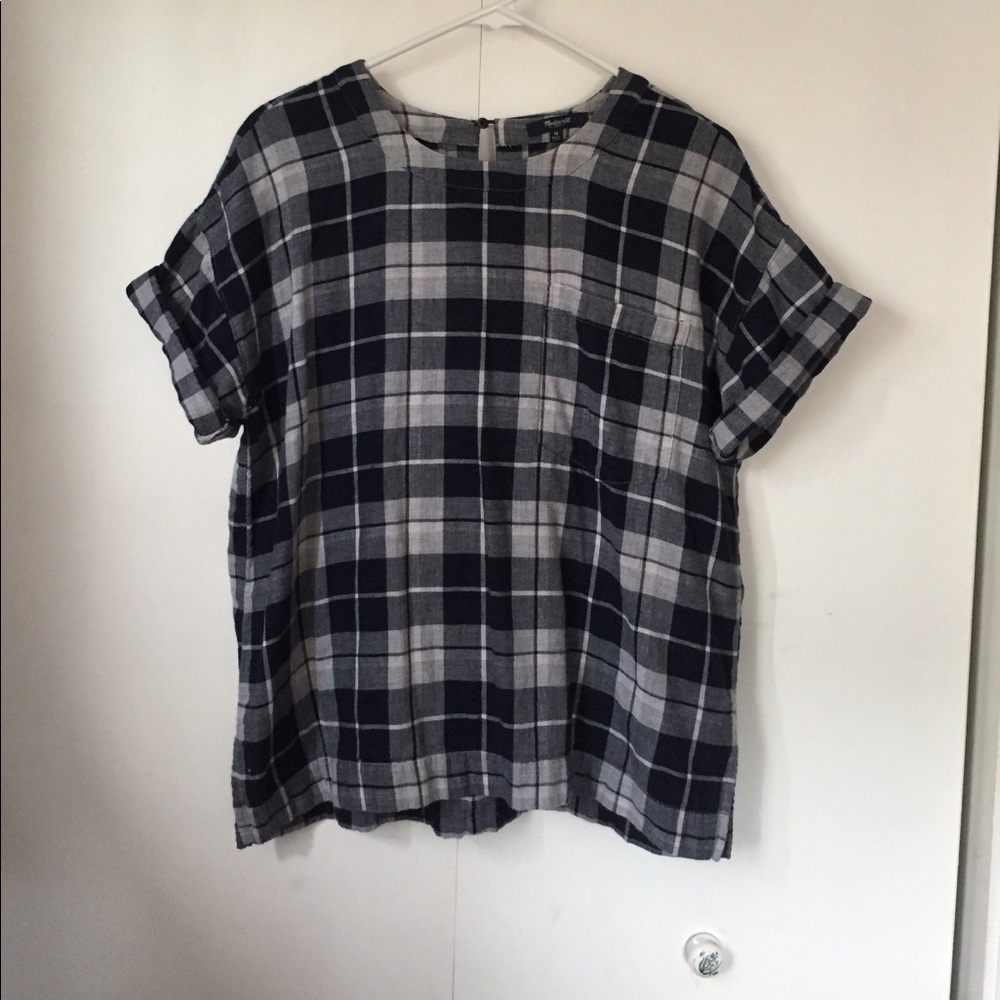 Navy Plaid Madewell Top