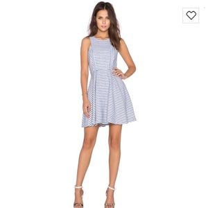 BCBG Twill Striped Blue Dress