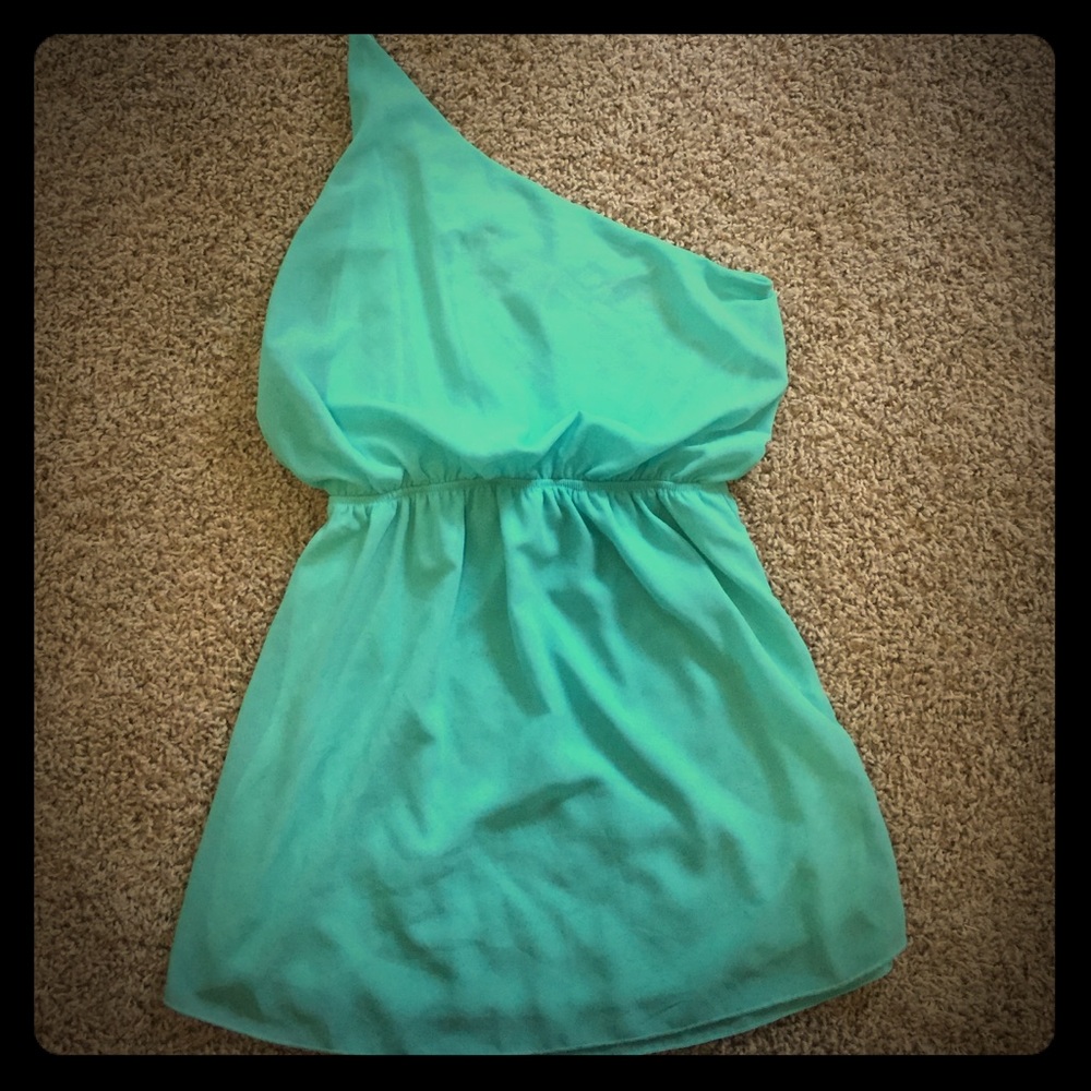 Teal One shoulder dress