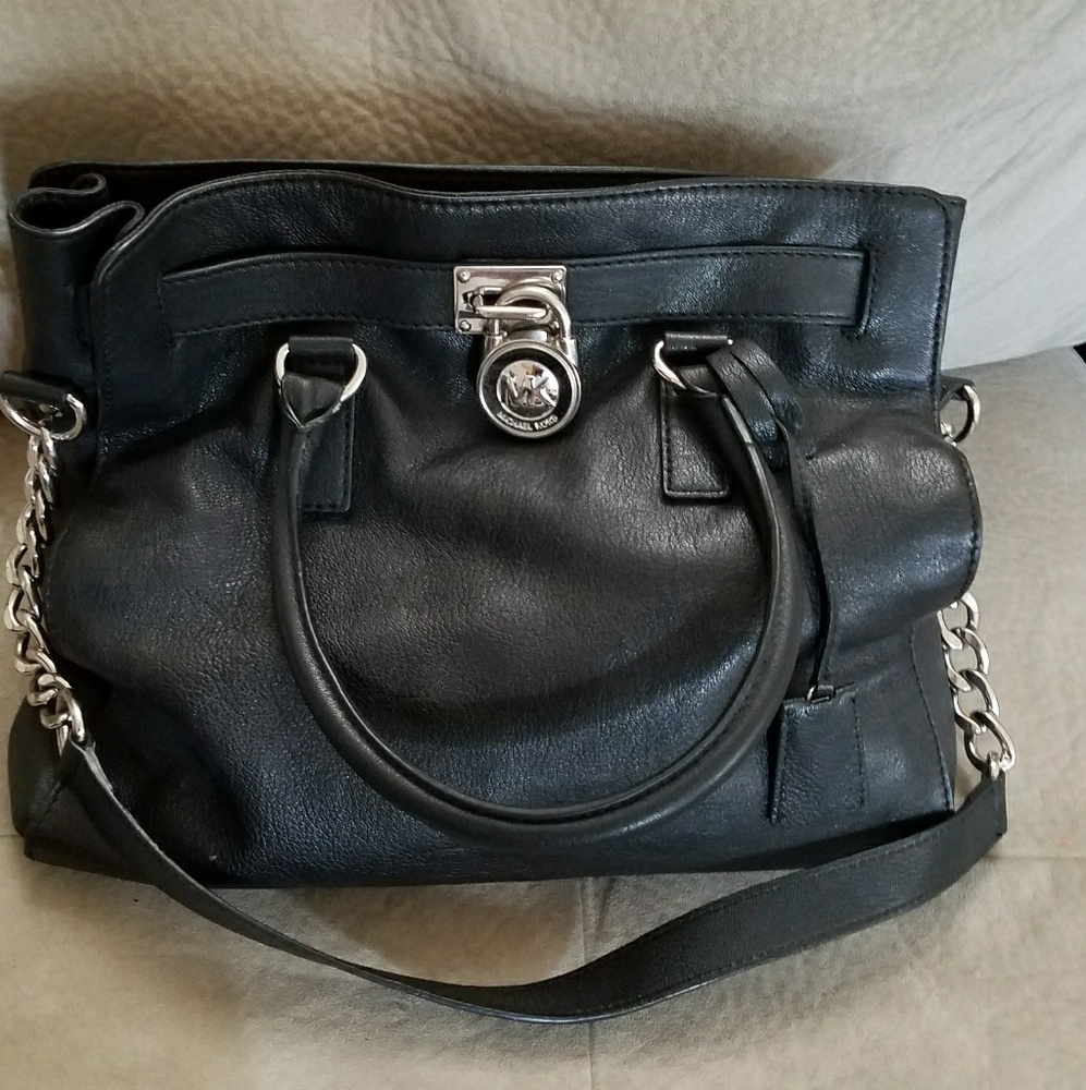 Michael Kors Hamilton Bag - Black & Silver
