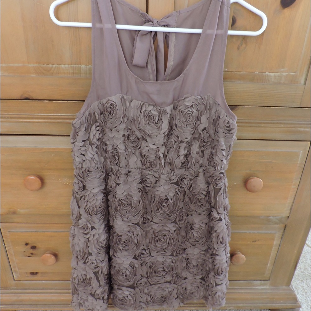 Subtle brown, floral embellished dress!