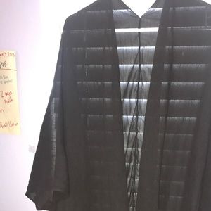 Long black sheer shawl wth lace linings.