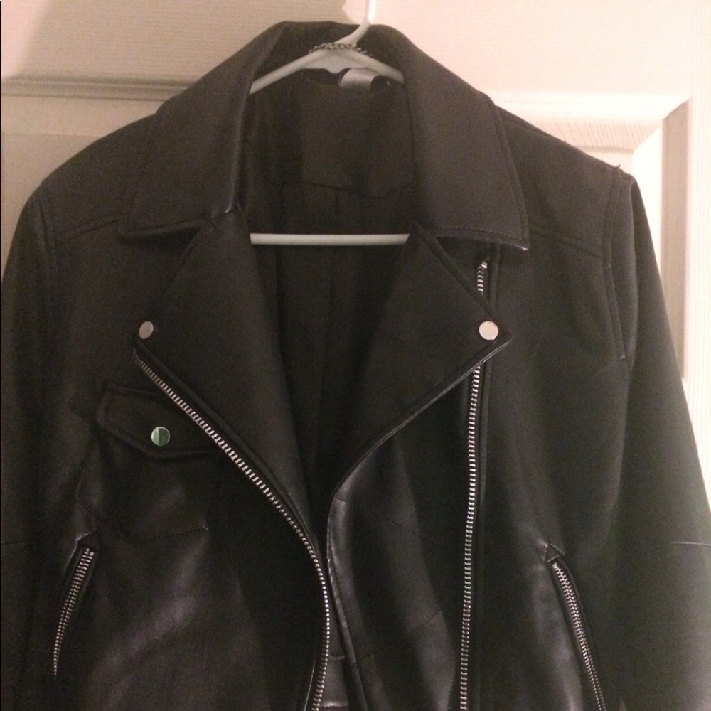 Black Leather bomber jacket