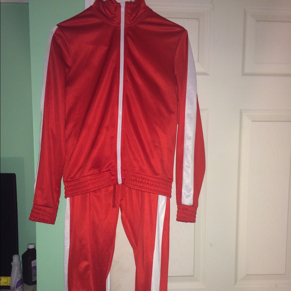 Red track suit