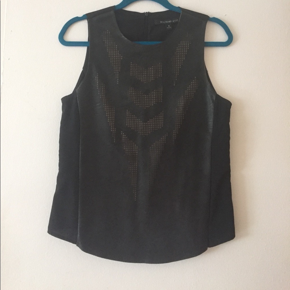 "Leather" tank with perforated design detail