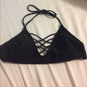 black strappy front bikini top