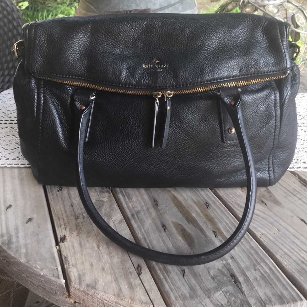Kate spade black butter leather shoulder bag purse