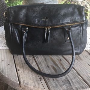 Kate spade black butter leather shoulder bag purse