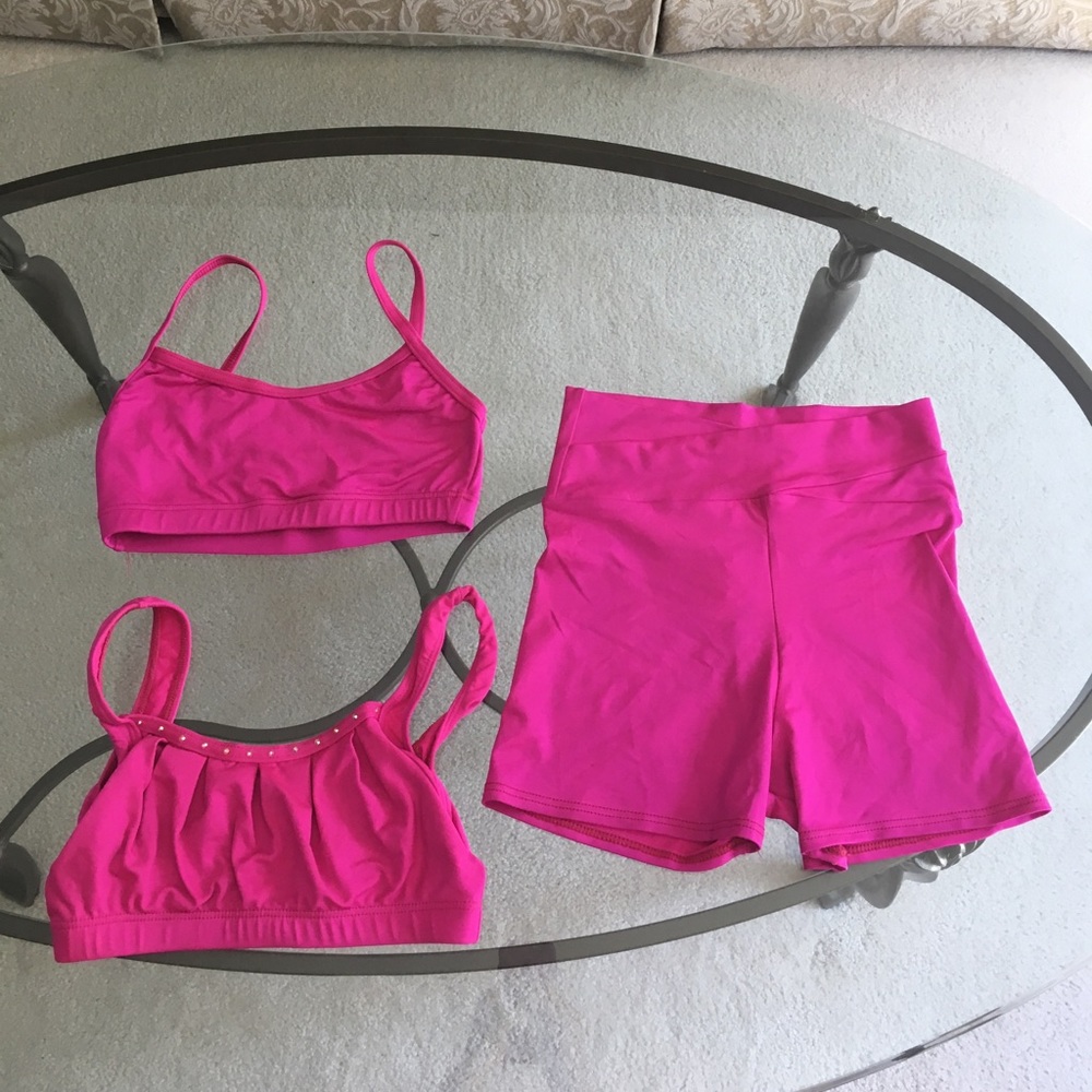 Motionwear Pink Sports Bras + Shorts Set