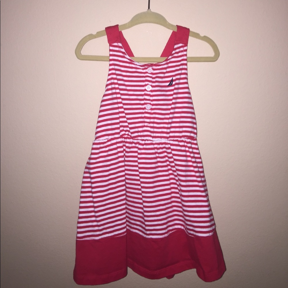 Nautica red and white razor-back dress