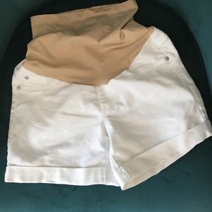 White maternity shorts