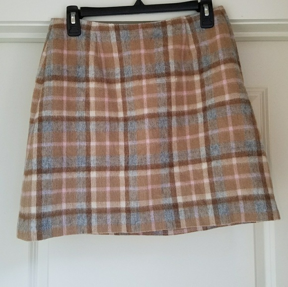 J. Crew Dresses & Skirts - J. Crew Tan Plaid Wool Blend Mini Skirt, 8