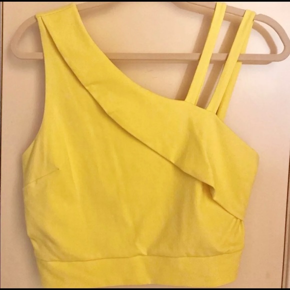 🔴SOLD!🔴 Yellow Crop Top Large BEBE - Picture 4 of 6