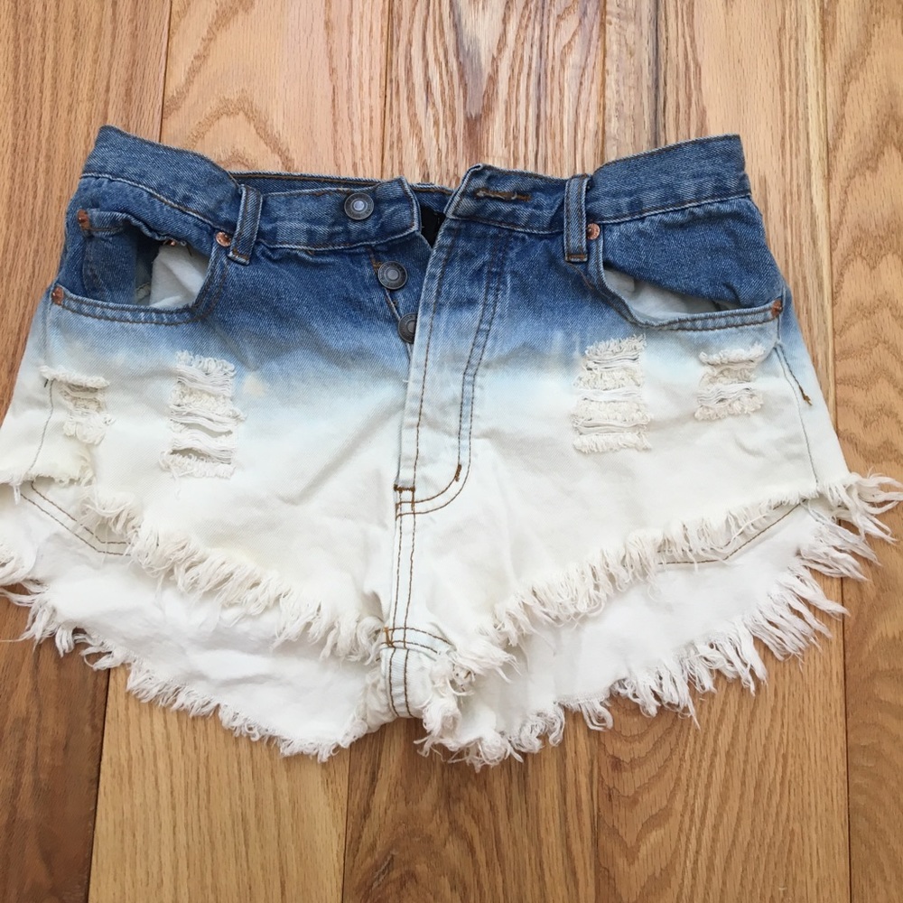 Tie die high wasted jean shorts