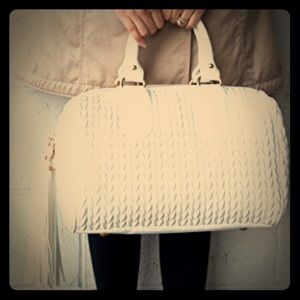 *NWT* White Vegan Leather Satchel with Tassels