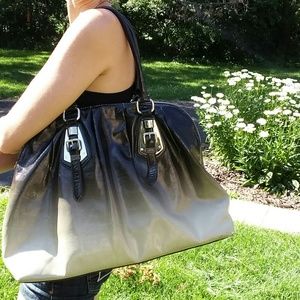 Oversized Sheraleah Black and Tan Ombre Tote Purse
