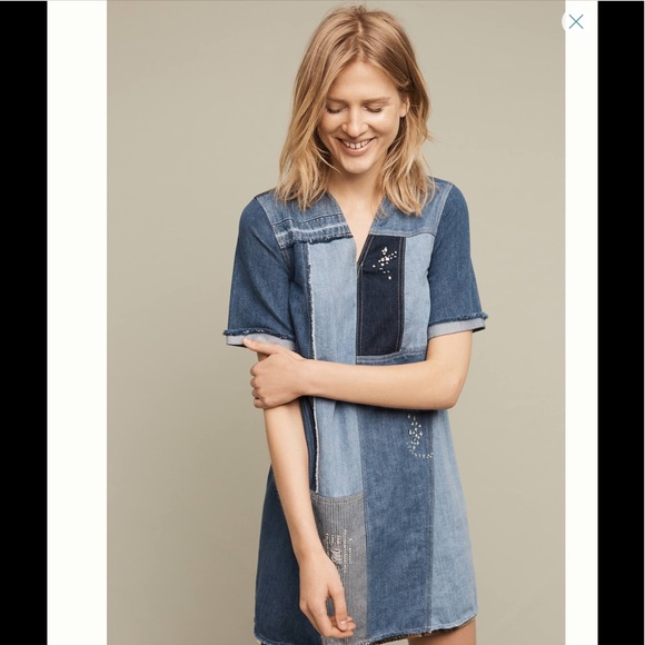 denim patch dress