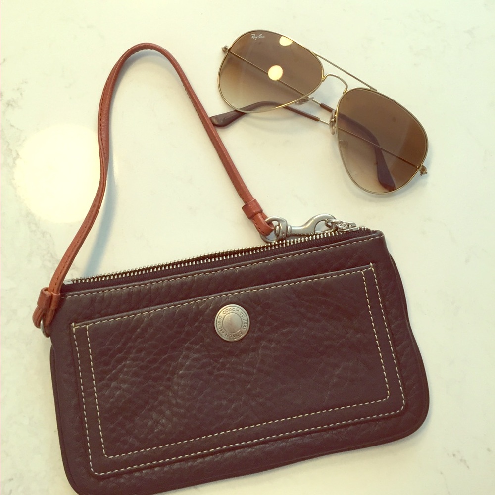 COACH Brown Leather Wristlet