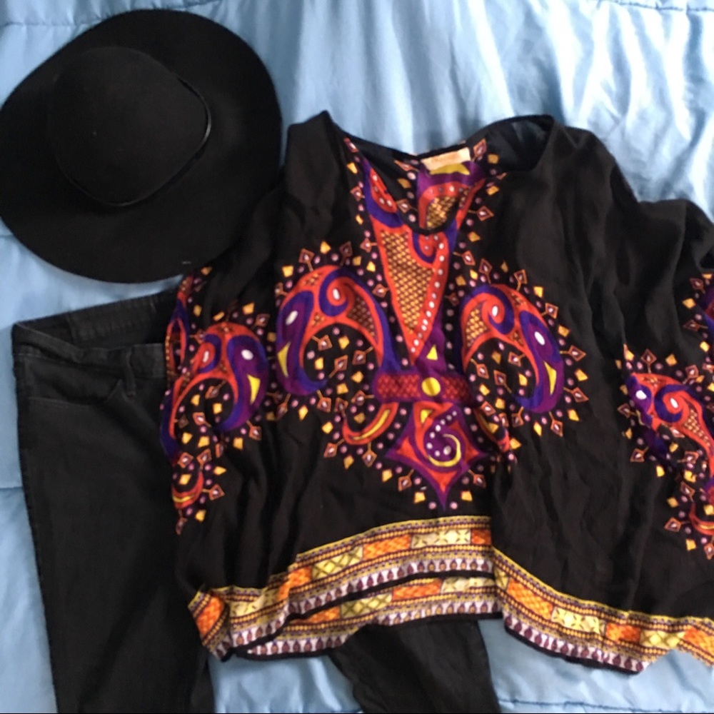 Boho Black and Red Top