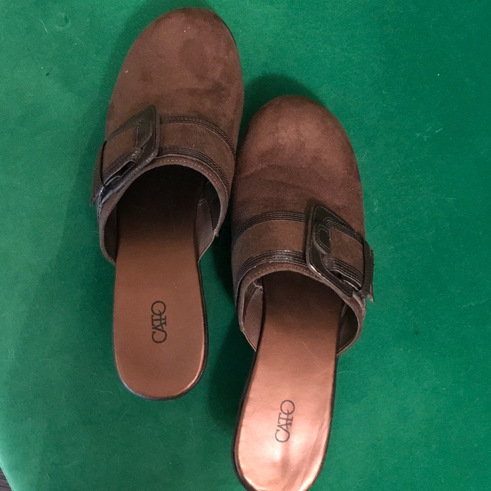 Chocolate suede mules