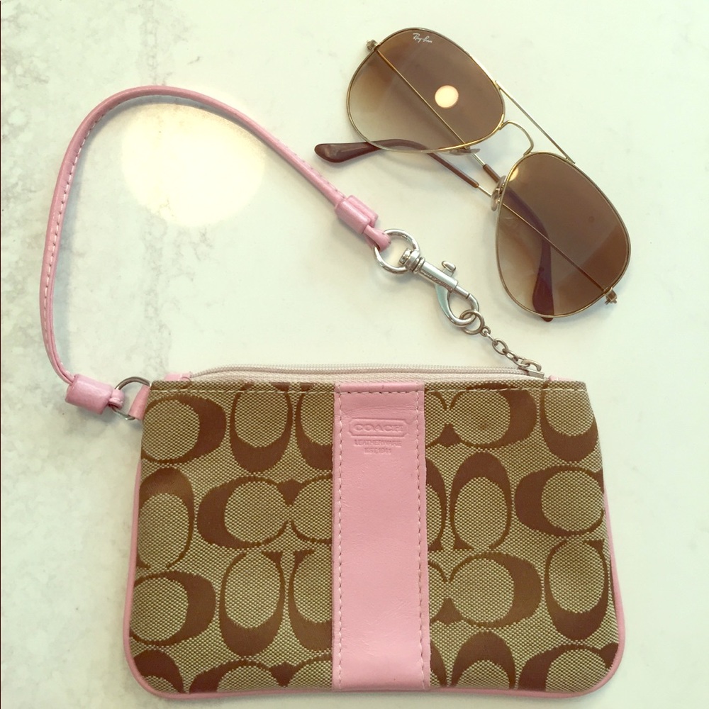 COACH Signature Canvas and Leather Wristlet