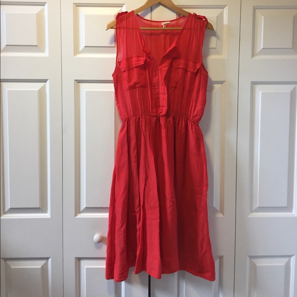 Fitted Red-Orange Summer Dress - Picture 1 of 6
